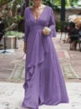 A-Line/Princess V-neck Floor-Length Chiffon Mother of the Bride Dresses With Ruffles