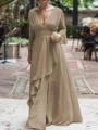 A-Line/Princess V-neck Floor-Length Chiffon Mother of the Bride Dresses With Ruffles