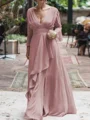 A-Line/Princess V-neck Floor-Length Chiffon Mother of the Bride Dresses With Ruffles