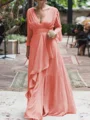 A-Line/Princess V-neck Floor-Length Chiffon Mother of the Bride Dresses With Ruffles