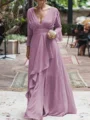 A-Line/Princess V-neck Floor-Length Chiffon Mother of the Bride Dresses With Ruffles