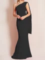 Sheath/Column One-Shoulder Floor-Length Stretch Crepe Mother of the Bride Dresses With Ruffles