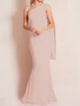 Sheath/Column One-Shoulder Floor-Length Stretch Crepe Mother of the Bride Dresses With Ruffles