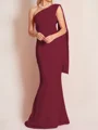 Sheath/Column One-Shoulder Floor-Length Stretch Crepe Mother of the Bride Dresses With Ruffles