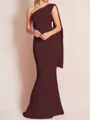 Sheath/Column One-Shoulder Floor-Length Stretch Crepe Mother of the Bride Dresses With Ruffles