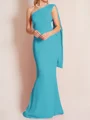 Sheath/Column One-Shoulder Floor-Length Stretch Crepe Mother of the Bride Dresses With Ruffles
