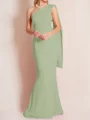 Sheath/Column One-Shoulder Floor-Length Stretch Crepe Mother of the Bride Dresses With Ruffles