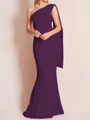 Sheath/Column One-Shoulder Floor-Length Stretch Crepe Mother of the Bride Dresses With Ruffles