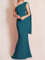 Sheath/Column One-Shoulder Floor-Length Stretch Crepe Mother of the Bride Dresses With Ruffles