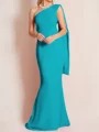 Sheath/Column One-Shoulder Floor-Length Stretch Crepe Mother of the Bride Dresses With Ruffles