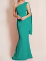 Sheath/Column One-Shoulder Floor-Length Stretch Crepe Mother of the Bride Dresses With Ruffles