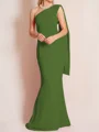 Sheath/Column One-Shoulder Floor-Length Stretch Crepe Mother of the Bride Dresses With Ruffles