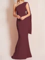 Sheath/Column One-Shoulder Floor-Length Stretch Crepe Mother of the Bride Dresses With Ruffles