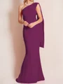 Sheath/Column One-Shoulder Floor-Length Stretch Crepe Mother of the Bride Dresses With Ruffles