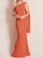 Sheath/Column One-Shoulder Floor-Length Stretch Crepe Mother of the Bride Dresses With Ruffles