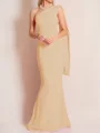 Sheath/Column One-Shoulder Floor-Length Stretch Crepe Mother of the Bride Dresses With Ruffles