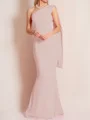 Sheath/Column One-Shoulder Floor-Length Stretch Crepe Mother of the Bride Dresses With Ruffles