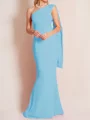 Sheath/Column One-Shoulder Floor-Length Stretch Crepe Mother of the Bride Dresses With Ruffles