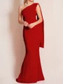 Sheath/Column One-Shoulder Floor-Length Stretch Crepe Mother of the Bride Dresses With Ruffles