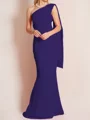 Sheath/Column One-Shoulder Floor-Length Stretch Crepe Mother of the Bride Dresses With Ruffles