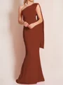 Sheath/Column One-Shoulder Floor-Length Stretch Crepe Mother of the Bride Dresses With Ruffles