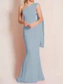Sheath/Column One-Shoulder Floor-Length Stretch Crepe Mother of the Bride Dresses With Ruffles