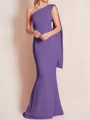 Sheath/Column One-Shoulder Floor-Length Stretch Crepe Mother of the Bride Dresses With Ruffles