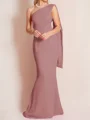 Sheath/Column One-Shoulder Floor-Length Stretch Crepe Mother of the Bride Dresses With Ruffles