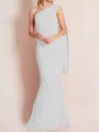 Sheath/Column One-Shoulder Floor-Length Stretch Crepe Mother of the Bride Dresses With Ruffles