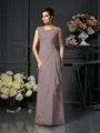 A-Line/Princess Scoop Floor-Length Chiffon Mother of the Bride Dresses With Lace