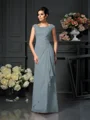 A-Line/Princess Scoop Floor-Length Chiffon Mother of the Bride Dresses With Lace