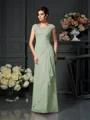A-Line/Princess Scoop Floor-Length Chiffon Mother of the Bride Dresses With Lace
