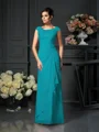A-Line/Princess Scoop Floor-Length Chiffon Mother of the Bride Dresses With Lace