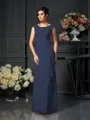 A-Line/Princess Scoop Floor-Length Chiffon Mother of the Bride Dresses With Lace