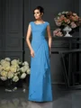 A-Line/Princess Scoop Floor-Length Chiffon Mother of the Bride Dresses With Lace