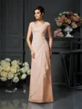 A-Line/Princess Scoop Floor-Length Chiffon Mother of the Bride Dresses With Lace