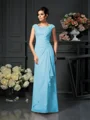A-Line/Princess Scoop Floor-Length Chiffon Mother of the Bride Dresses With Lace