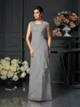 A-Line/Princess Scoop Floor-Length Chiffon Mother of the Bride Dresses With Lace