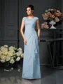 A-Line/Princess Scoop Floor-Length Chiffon Mother of the Bride Dresses With Lace