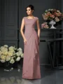 A-Line/Princess Scoop Floor-Length Chiffon Mother of the Bride Dresses With Lace
