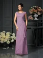 A-Line/Princess Scoop Floor-Length Chiffon Mother of the Bride Dresses With Lace
