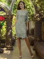 Sheath/Column Off-the-Shoulder Knee-Length Lace Mother of the Bride Dresses With Appliques Lace