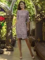 Sheath/Column Off-the-Shoulder Knee-Length Lace Mother of the Bride Dresses With Appliques Lace