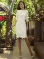 Sheath/Column Off-the-Shoulder Knee-Length Lace Mother of the Bride Dresses With Appliques Lace