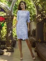 Sheath/Column Off-the-Shoulder Knee-Length Lace Mother of the Bride Dresses With Appliques Lace