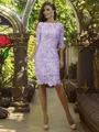 Sheath/Column Off-the-Shoulder Knee-Length Lace Mother of the Bride Dresses With Appliques Lace