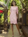 Sheath/Column Off-the-Shoulder Knee-Length Lace Mother of the Bride Dresses With Appliques Lace