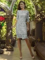 Sheath/Column Off-the-Shoulder Knee-Length Lace Mother of the Bride Dresses With Appliques Lace