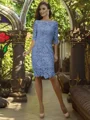 Sheath/Column Off-the-Shoulder Knee-Length Lace Mother of the Bride Dresses With Appliques Lace