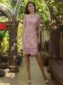 Sheath/Column Off-the-Shoulder Knee-Length Lace Mother of the Bride Dresses With Appliques Lace